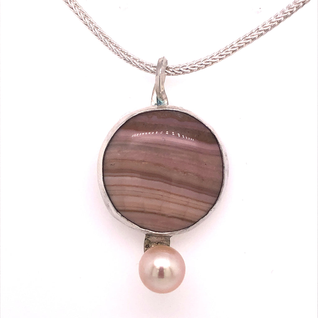 Saturn chalcedony with rose pearl